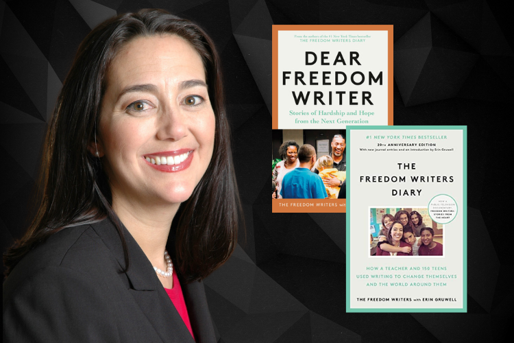 Erin Gruwell headshot and book covers