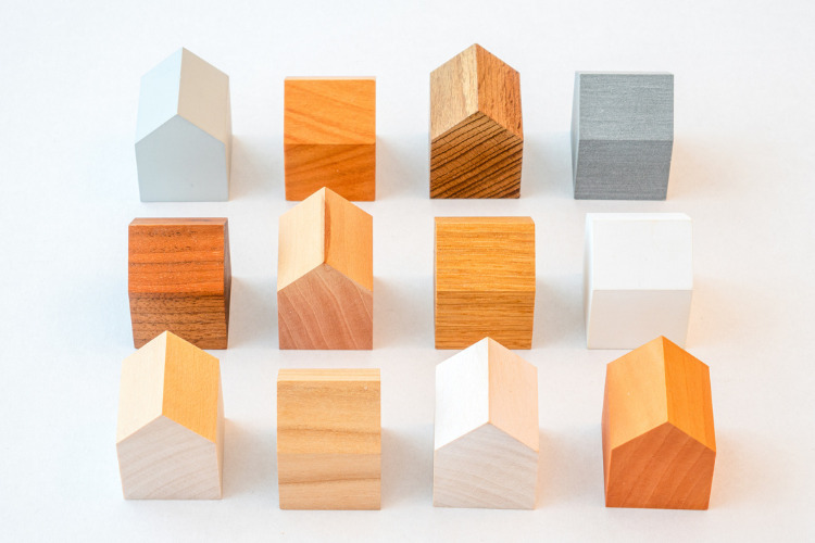 Stock image of miniature wooden houses