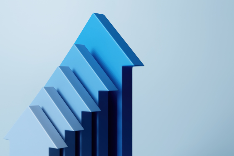 stock image of blue arrows pointing up